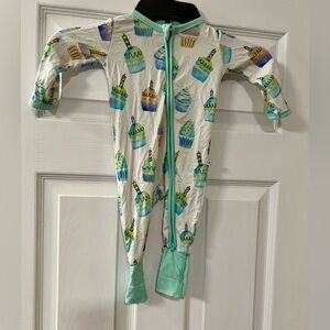 Birdie Bean Watercolor Cupcake Bamboo Convertible Romper 0-3 Months